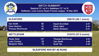 Sleaford CC 1st XI v Nettleham CC 1st XI ECB Lincs Premier 11th May 2024 Highlights