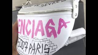 BALENCIAGA EVERYDAY' LOGO PRINT LEATHER BUM BAG white