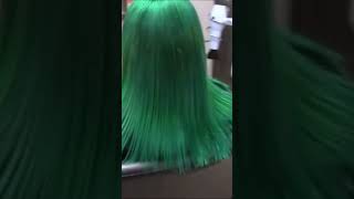 Green hair colour. #hairstyles #short #shortvideo