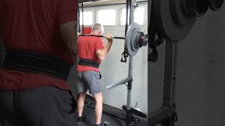 230 lbs pin squat x 3  58 years old #powerlifting #motivation