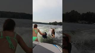 Attempting a wakesurfing stunt #shorts #wake #wakesurfing #fail #boat #summer