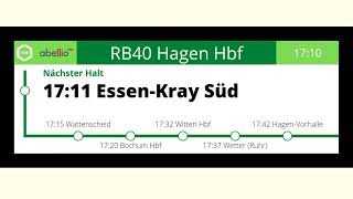 DB Regio NRW - Ansagen der RB40 von Essen nach Hagen