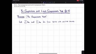 10.5 - Comparison and Limit Comparison Tests