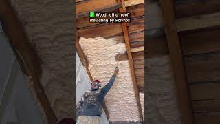 Wood Attic roof insulating by innovative single component spray polyurethane heat insulation Polynor