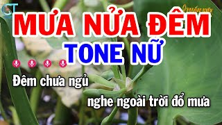 Karaoke Mưa Nửa Đêm Tone Nữ ( Am ) Nhạc Sống Mới || Karaoke Tuấn Kiệt