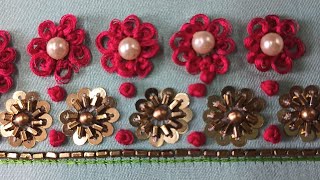 types of indian embroidery|french knot stitch |design easy  french knot flower embroidery