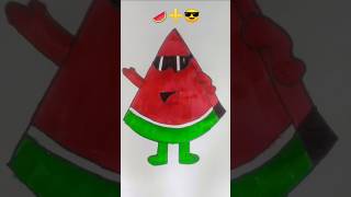 #creative #emojimix #art idea🍉➕😎#creativeart#watermelon #easydrawing#satisfying #satifingart #shorts