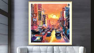 Sunset City Street/ Easy Acrylic Painting Tutorial For Beginners Step By Step #429