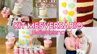 KIT MESVERSÁRIO 1 MÊS DA HELENA - Chuva de bençãos/Chuva de Amor 💖🌈☁️