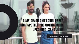 Ajay Devgn, Rakul Preet Singh spotted promoting their upcoming film Runway 34 at Sun n Sand in Juhu