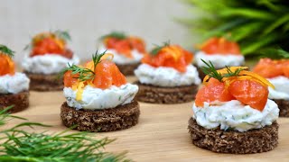 Закуска с красной рыбой на праздничный стол. Новогоднее меню 2022 / Appetizer with salmon. Eng sub