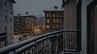 Cozy Snowy Street with Soothing Natural Sounds | Relaxing Background Video for Sleep, Focus, Chill