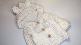 Crochet #72 How to crochet " Cuddle bear" baby hoodie / Part 1