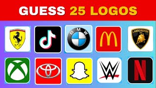 Guess The Logo in 3 Seconds | 25 Famous Logos | Logo quiz | Logo Challenge