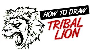 How to draw lion head tribal tattoo design #12