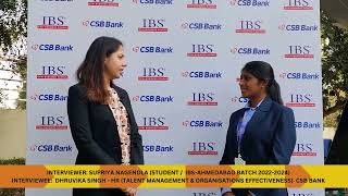 CSB Bank HR - Dhruvika Singh's Interview taken by IBS Ahmedabad Student