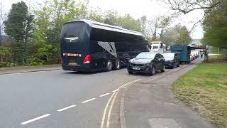 Large luxury coach on tow