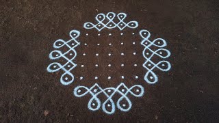 Ner pulli 9 x 3 dots very  simple sikku kolam | easy kambi kolam | daily rangoli | SathyaSelva Arts