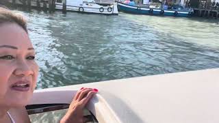 Water Taxi Ride from Venice Italy to Isola Nova del Tronchetto.