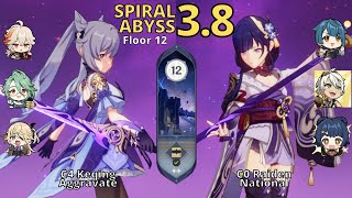 C4 Keqing Aggravate & C0 Raiden National | Spiral Abyss 3.8 Floor 12 | Genshin Impact