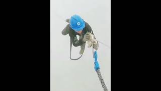 Hardworking on high tension power line in bad weather(0)#shorts #technology #technology