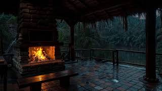 🌧️Tranquil Rainy Night| Warm Fireplace& Thunderstorm Sounds Gently Lull You to Sleep, Restoring Calm