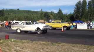 FORD FAIRLANE VS. 57' CHEVY BILLETPROOF ERUPTION DRAGS TOUTLE, WA 2013