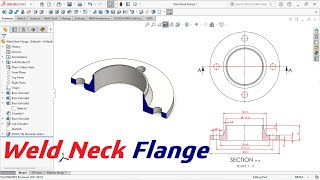 Make Part & Drawing || Weld Neck Flange (Type 2)