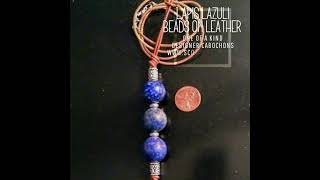 Lapis lazuli beads on leather