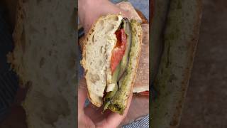 Ep. 1 Picnic Recipes: Pesto and Halloumi Sandwich - recipe on izzysvegetarianrecipes.co.uk #recipe