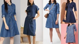 Denim frock//pure cotton collar shirt style dress//Myntra #fashion #youtubevideos  #myntrahaul