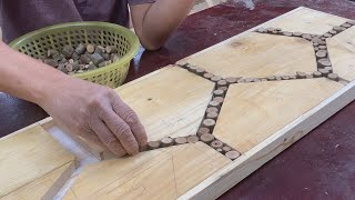 Creative Thinking In Handmade Wooden Art // Hardwood Benches With Beautiful Tree Branch Inlays