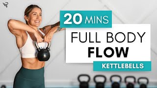 20 Mins Full Body Kettlebell FLOW Workout (Complex Long flows)