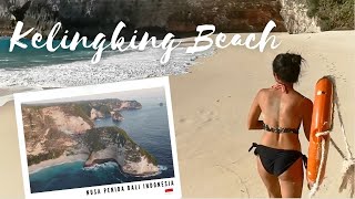 Very tough way to reach this beach, Kelingking Beach in Nusa Penida Bali Indonesia