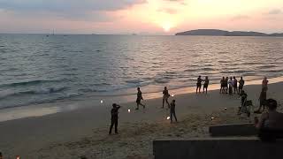 Kids Fire Show on Ao Nang Beach, Krabi@Thailand Video Cli[ps