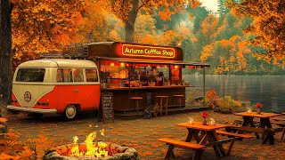 Peaceful Autumn Bossa Nova by a Charming Cafe - Smooth Jazz Music with a Cozy Fireplace