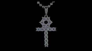 Iced Out Egyptian Ankh Tennis Cross Pendant by Harlembling Iced Out In CZ Or Moissanite - 925 Silver