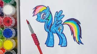 Menggambar dan Mewarnai Kuda Poni | Glitter Little Pony Rainbow Dash