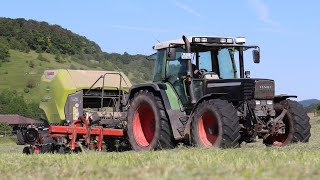 Fendt 512c mit Schwad press Kombination beim Heu pressen 2021