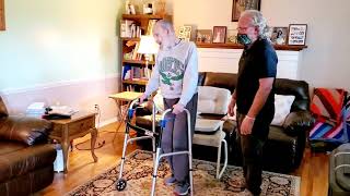 Functional movement therapy for Parkinson's Disease patient. In home therapy session.