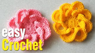 Crochet: How to Crochet a Flower Stitch. Free 3D Flower pattern. Guide for beginner to learn.