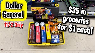 Dollar General Haul #2 - $35 in groceries for $1 each! 11/2 Only