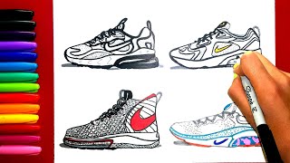 How To Draw NIKE SHOES (Air Max 200, Air Max 270 React, AlphaDunk, Joyride Run Flyknit) - IgniteArt