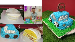 Car theme cake for boys🚗Round shape cake se car banane ka Aasan tarika#Car themecake #carcake #viral