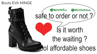 UNBOXING  detailed review EVA MINGE genuine leather COMBAT BOOTS ORDER ON EPANTOFI , EFOOTWEAR.EU