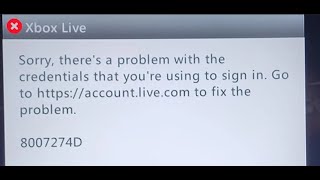 Error Code 8007274D There's A Problem With The Credentials That You're Using To Sign In