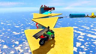 SPIDERMAN and Motorcycles with Pipe Superheroes Obstacles Challenge - GTA 5