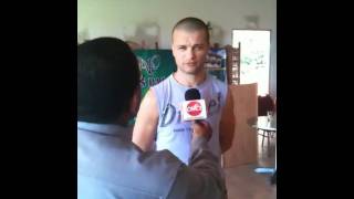 Jo Jo Dan speaks to reporters after his weigh-in