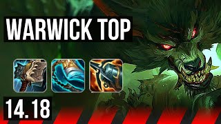 WARWICK vs GNAR (TOP) | 68% winrate, 7 solo kills, Dominating | EUW Master | 14.18