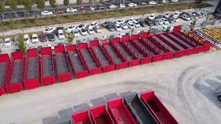 M134 Star Trailer Factory Stocking Yard Full Of Side Fence Trailers From Sky View By Drone